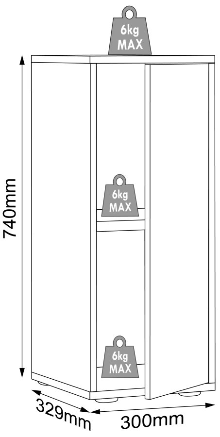 VCM NORDIC Salia B30 kontorreol, m. 1 lge og 1 justerbar hylde - antracitgr og natur tr