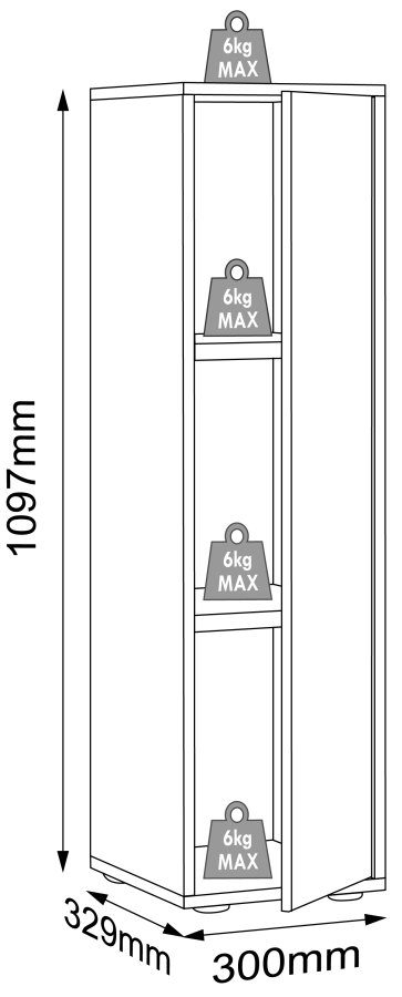 VCM NORDIC Salia B30 kontorreol, m. 1 lge og 2 justerbare hylder - antracitgr og natur tr