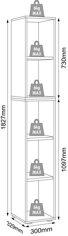 VCM NORDIC Salia B30 kontorreol, m. 3 justerbare hylder - hvid og natur tr