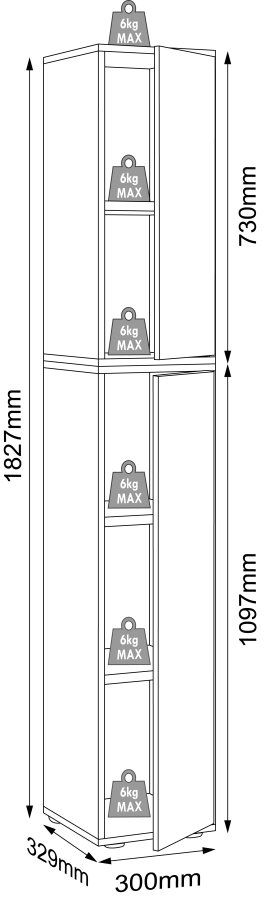 VCM NORDIC Salia B30 kontorreol, m. 2 lger og 3 justerbare hylder - antracitgr og natur tr