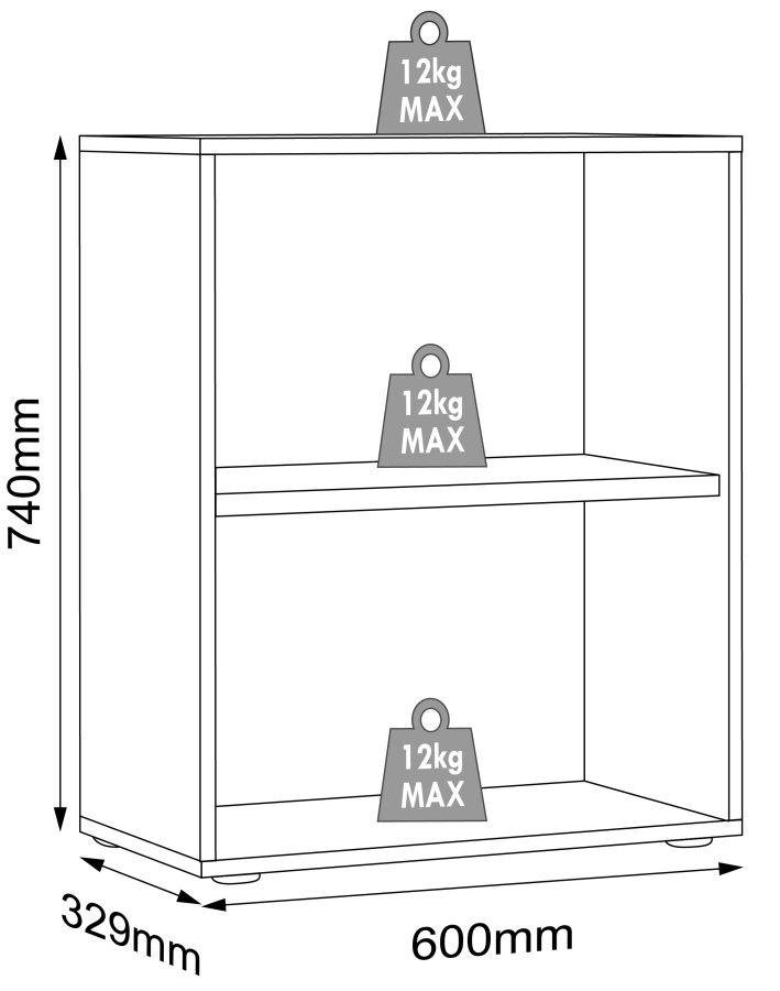 VCM NORDIC Salia B60 kontorreol, m. 1 justerbar hylde - hvid og natur tr