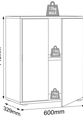 VCM NORDIC Salia B60 kontorreol, m. 2 lger og 1 justerbar hylde - antracitgr og natur tr