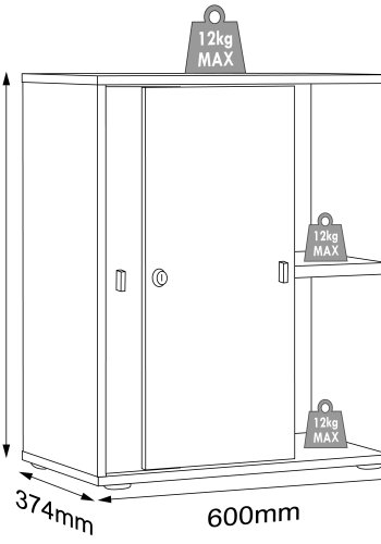 VCM NORDIC Salia B60 kontorreol, m. 2 skydelger, ls og 1 justerbar hylde - hvid og natur tr