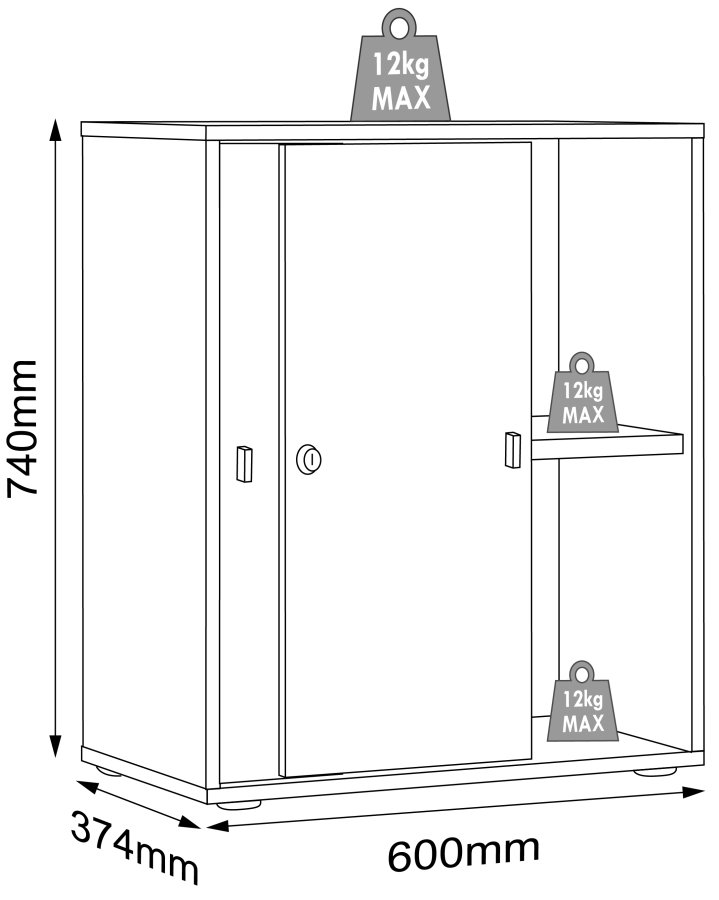 VCM NORDIC Salia B60 kontorreol, m. 2 skydelger, ls og 1 justerbar hylde - hvid og natur tr