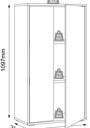 VCM NORDIC Salia B60 kontorreol, m. 2 lger og 2 justerbare hylder - hvid og natur tr