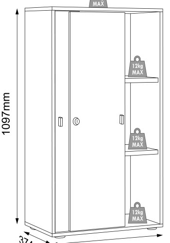 VCM NORDIC Salia B60 kontorreol, m. 2 skydelger, ls og 2 justerbare hylder - hvid og natur tr