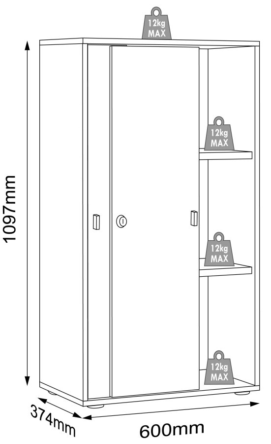 VCM NORDIC Salia B60 kontorreol, m. 2 skydelger, ls og 2 justerbare hylder - hvid og natur tr