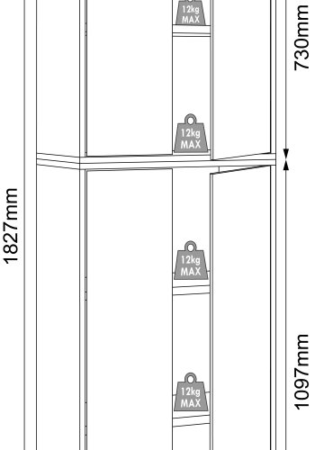 VCM NORDIC Salia B60 kontorreol, m. 4 lger og 3 justerbare hylder - hvid og natur tr