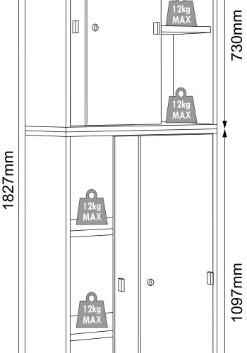 VCM NORDIC Salia B60 kontorreol, m. 4 skydelger, ls og 3 justerbare hylder - hvid og natur tr