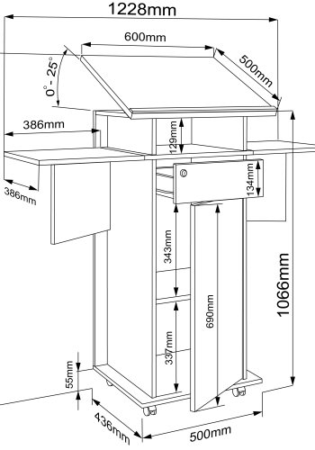 VCM NORDIC Salia L stende skrivebord, justerbar top, 1 lsbar skuffe, lge, hjul - hvid/natur tr