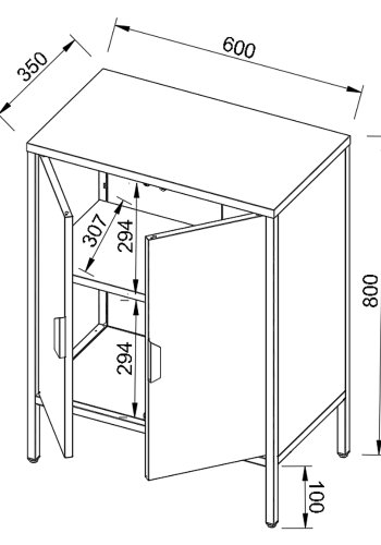 VCM NORDIC Flokas S skab, m. 2 lger og 1 hylde - hvid stl