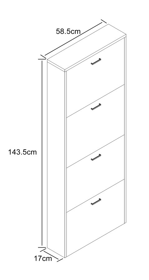 VCM NORDIC Sulos L skoskab, m. 4 lger - hvid tr