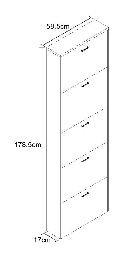 VCM NORDIC Sulos XL skoskab, m. 5 lger - anracitgr tr