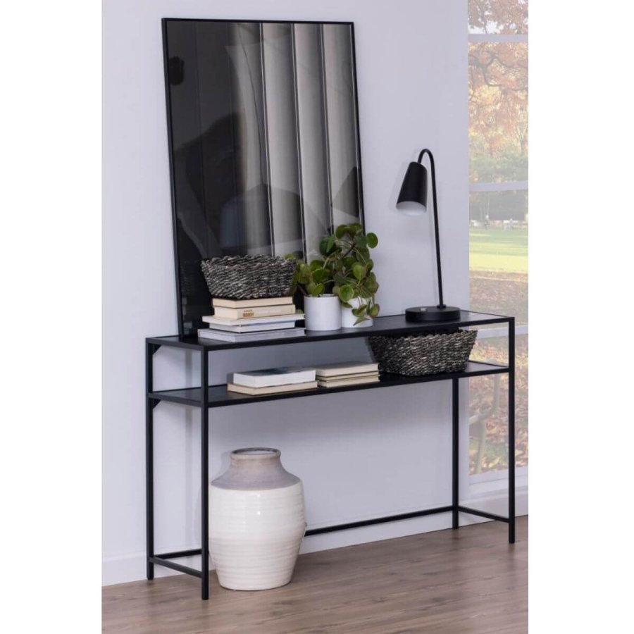 ACT NORDIC Seaford konsolbord, m. 1 hylde - sort melaminask og metal (120x35)