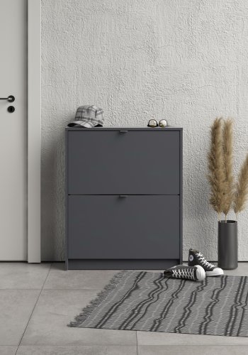 TVILUM Shoes skoskab, m. 2 klaplger med 2 rum - mat gr melamin/folie spnplade