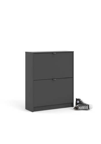 TVILUM Shoes skoskab, m. 2 klaplger med 2 rum - mat gr melamin/folie spnplade