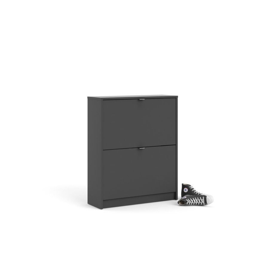 TVILUM Shoes skoskab, m. 2 klaplger med 2 rum - mat gr melamin/folie spnplade