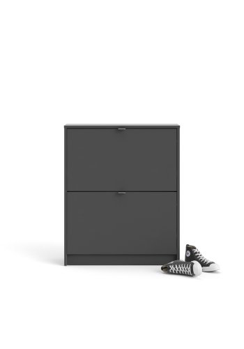 TVILUM Shoes skoskab, m. 2 klaplger med 2 rum - mat gr melamin/folie spnplade