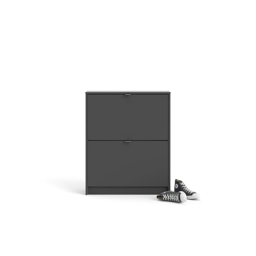 TVILUM Shoes skoskab, m. 2 klaplger med 2 rum - mat gr melamin/folie spnplade