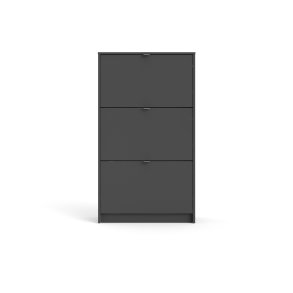 TVILUM Shoes skoskab, m. 3 klaplger med 2 rum - mat gr melamin/folie spnplade