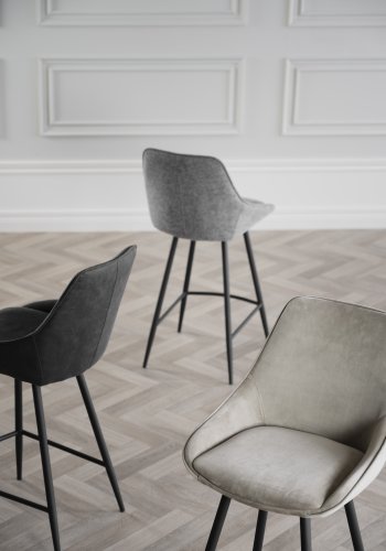 ROWICO Sierra barstol, m. rygln og fodsttte - beige fljl og sort metal