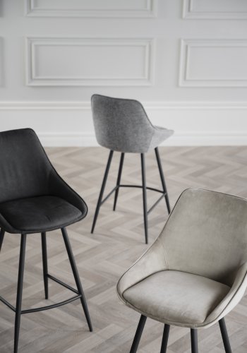 ROWICO Sierra barstol, m. rygln og fodsttte -  gr polyester og sort metal