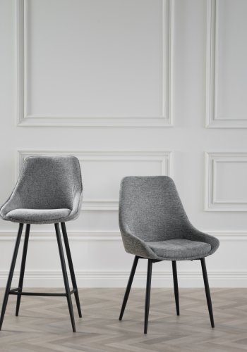 ROWICO Sierra barstol, m. rygln og fodsttte -  gr polyester og sort metal