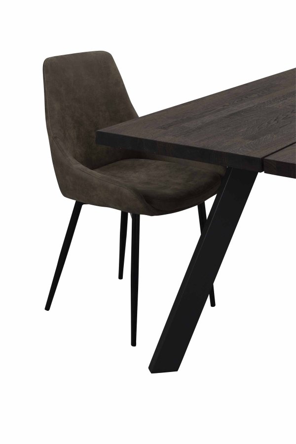 ROWICO Sierra spisebordsstol - brunt stof/sort metalstel 