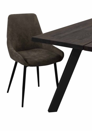 ROWICO Sierra spisebordsstol - brunt stof/sort metalstel 