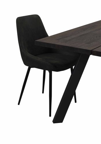 ROWICO Sierra spisebordsstol - mrkegrt stof/sort metalstel