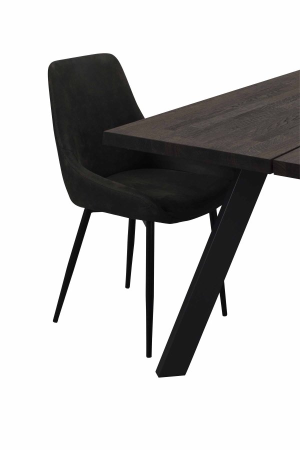 ROWICO Sierra spisebordsstol - mrkegrt stof/sort metalstel