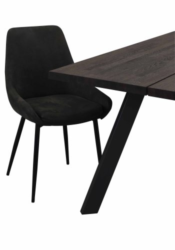 ROWICO Sierra spisebordsstol - mrkegrt stof/sort metalstel