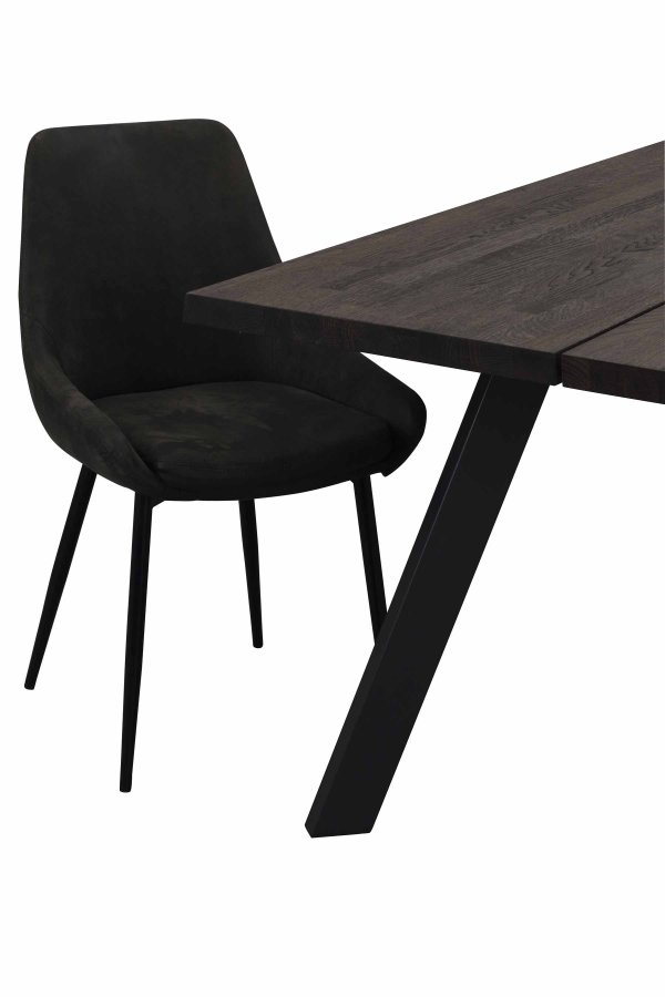 ROWICO Sierra spisebordsstol - mrkegrt stof/sort metalstel