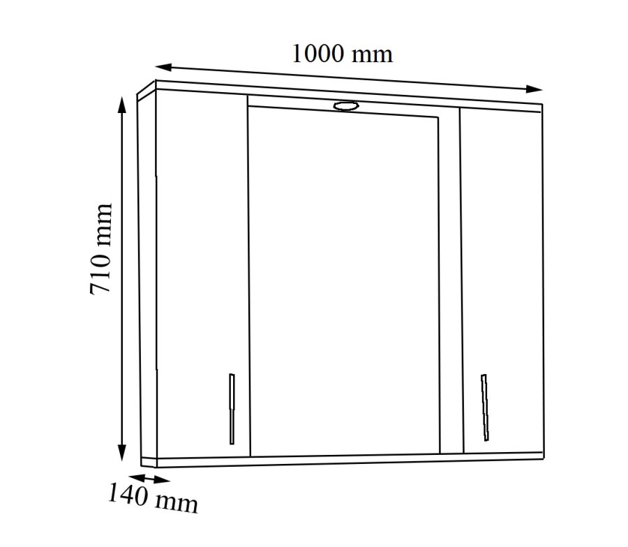 VCM NORDIC Silora XL badevrelse spejlskab, m. lys, 2 lger, 4 hylder - antracitgr tr 100cm