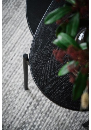 ROWICO oval Skye sofabord - sort egetrsfiner og sort metal (120x60)