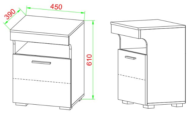 VCM NORDIC Slepal M sengebord, m. 1 lge, 1 rum, 1 hylde - hvid tr (45x39)