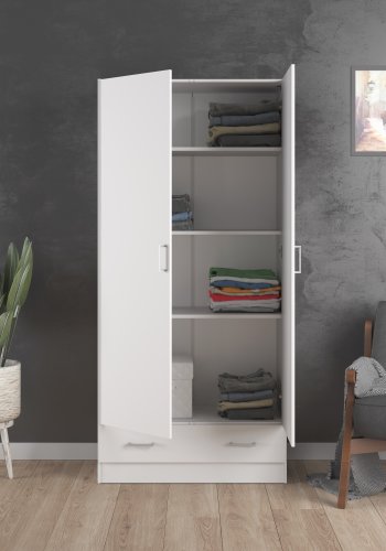 TVILUM Space garderobeskab 2 lger, 1 skuffe, 3 hylder - hvid folie/spnplade