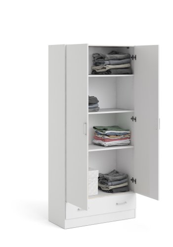TVILUM Space garderobeskab 2 lger, 1 skuffe, 3 hylder - hvid folie/spnplade