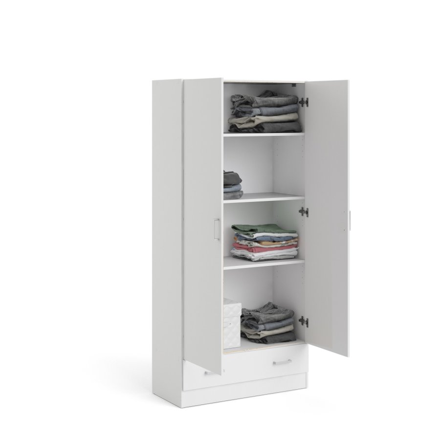 TVILUM Space garderobeskab 2 lger, 1 skuffe, 3 hylder - hvid folie/spnplade