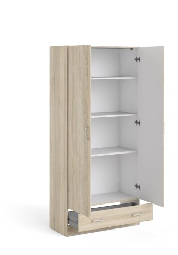 TVILUM Space garderobeskab 2 lger, 1 skuffe, 3 hylder - egestruktur folie/spnplade