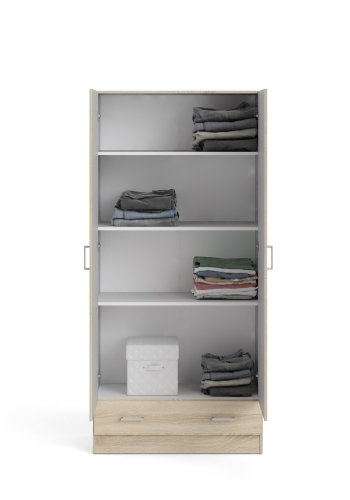 TVILUM Space garderobeskab 2 lger, 1 skuffe, 3 hylder - egestruktur folie/spnplade