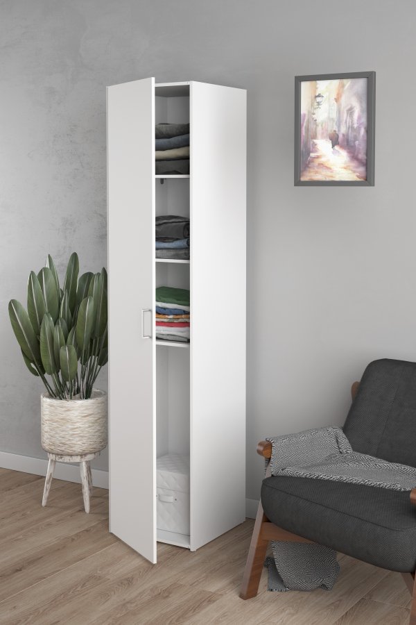 TVILUM Space garderobeskab 1 lge og 3 hylder - hvid folie/spnplade