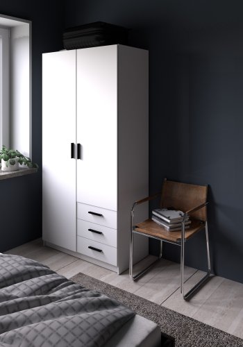 TVILUM Sprint Garderobeskab 2 lger + 3 skuffer - ParcelHvid Hvid