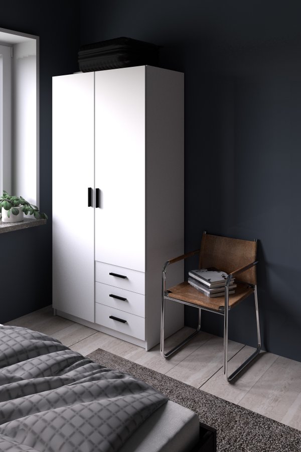 TVILUM Sprint Garderobeskab 2 lger + 3 skuffer - ParcelHvid Hvid