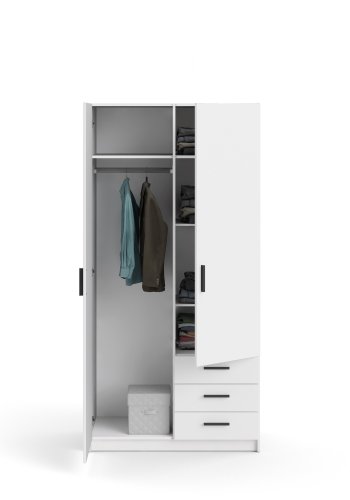 TVILUM Sprint Garderobeskab 2 lger + 3 skuffer - ParcelHvid Hvid