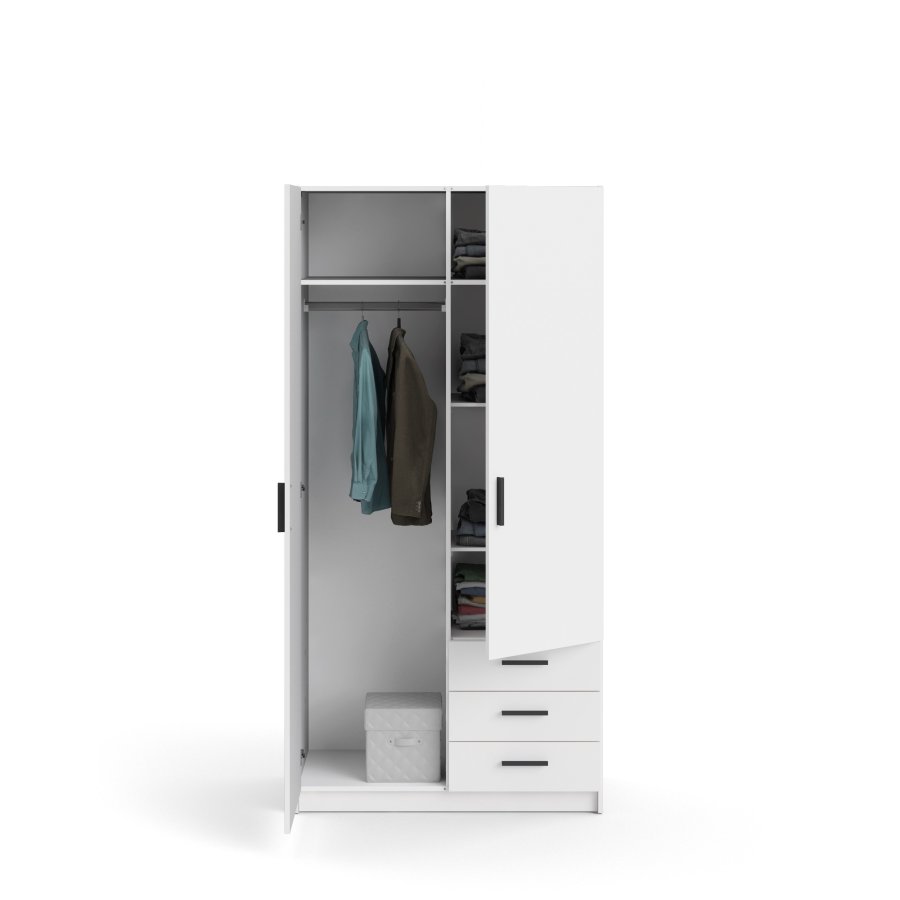 TVILUM Sprint Garderobeskab 2 lger + 3 skuffer - ParcelHvid Hvid