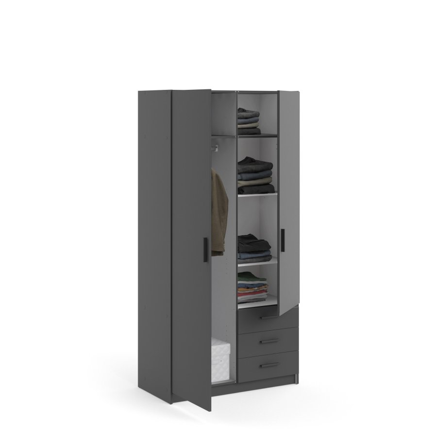 TVILUM Sprint Garderobeskab 2 lger + 3 skuffer - ParcelMatt Grey Matt Grey