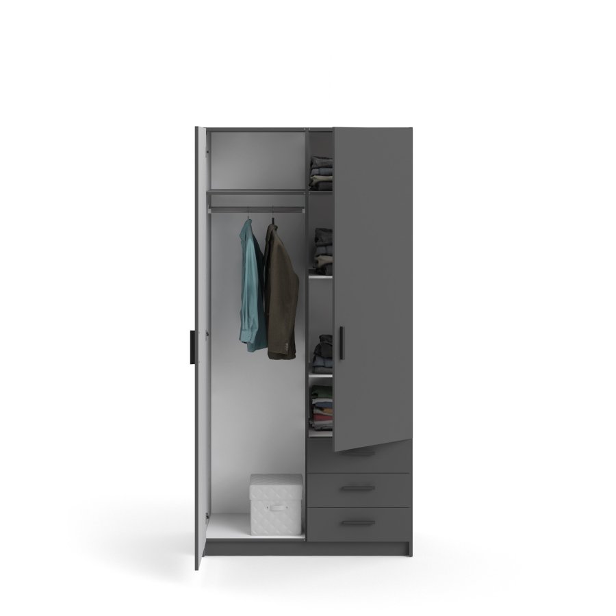 TVILUM Sprint Garderobeskab 2 lger + 3 skuffer - ParcelMatt Grey Matt Grey