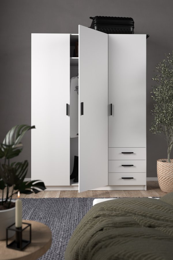 TVILUM Sprint Garderobeskab 3 lger + 3 skuffer - ParcelHvid Hvid
