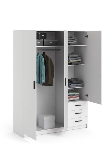 TVILUM Sprint Garderobeskab 3 lger + 3 skuffer - ParcelHvid Hvid
